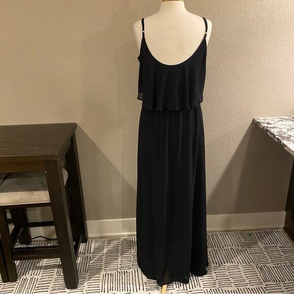 Show Me Your MuMu Caitlin Ruffle Maxi Dress Large Black Chiffon - Picture 4 of 5